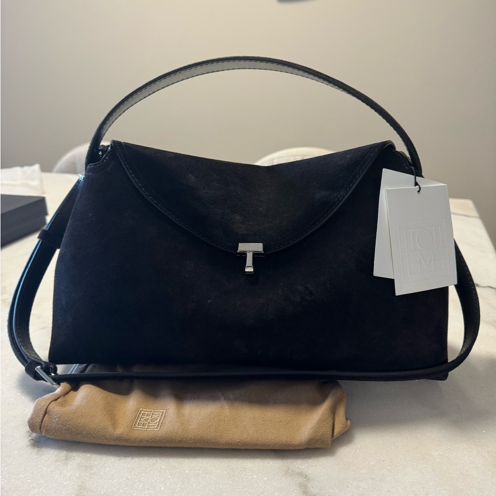 Toteme T Lock Top Handle Suede Bag